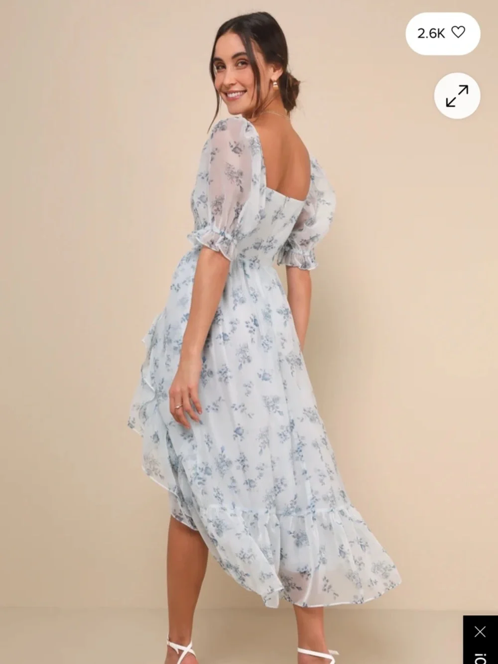 New With Tag Luxe Brilliance Light Blue Floral Organza Floral Midi Dress - Picture 2 of 2